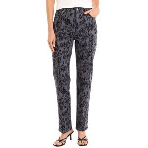 Gloria Vanderbilt Amanda Straight Leg Jeans Textured Leopard Grey Szs 4R-14R NWT